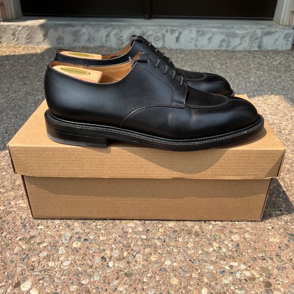 J.M. Weston 11D Black Leather Half-Hunt Derby w/ Shoe Trees - Picture 2 of 14